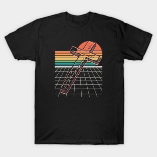 Cross sunset Christian retro design T-Shirt